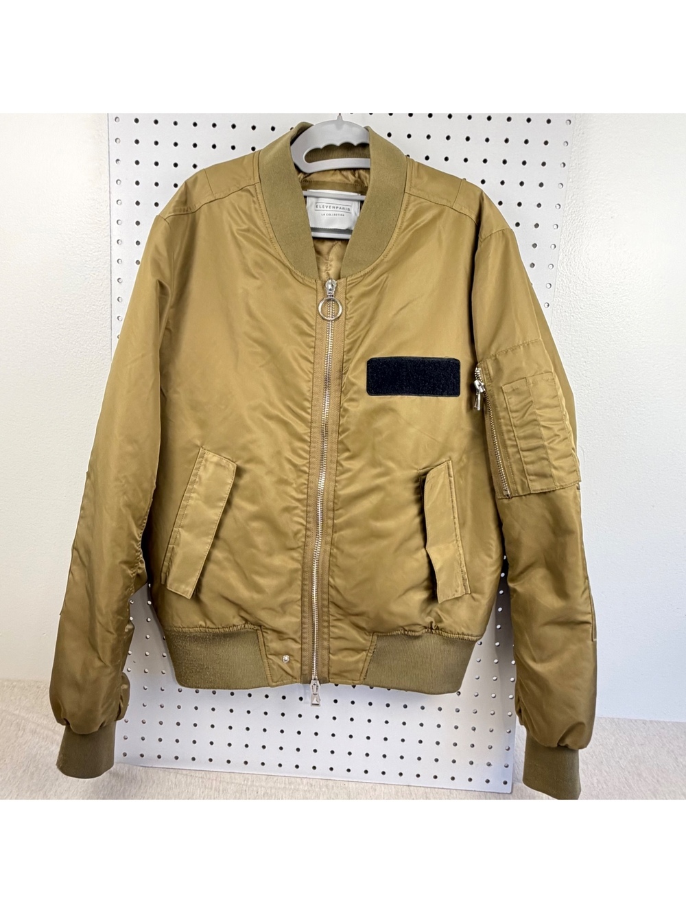 Eleven Paris Men’s Bomber Jacket L Khaki Padded Nylon Utility MA-1